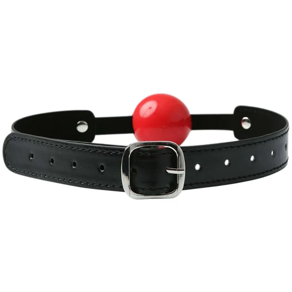 Sex & Mischief Solid Red Ball Gag - Red/Black Mouth Restraint - Hush Store Sydney 