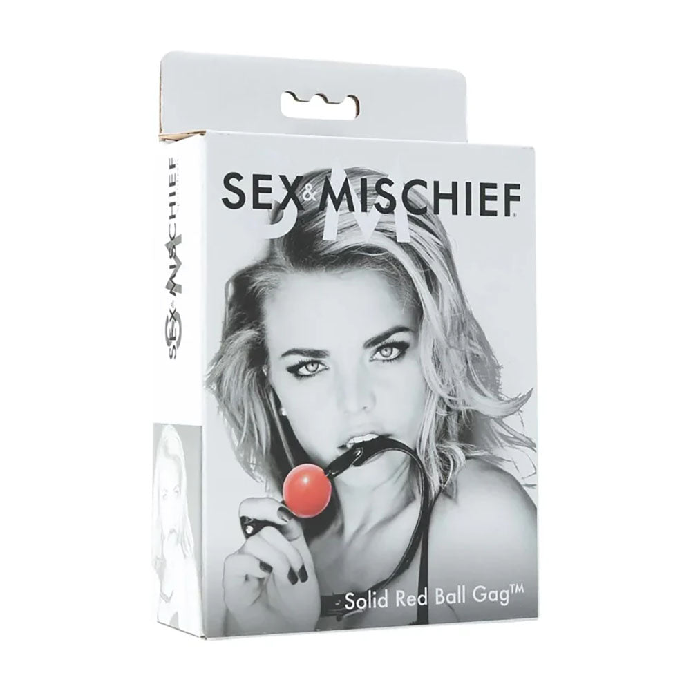 Sex & Mischief Solid Red Ball Gag - Red/Black Mouth Restraint - Hush Store Sydney 