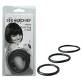Sex & Mischief Nitrile Cock Ring 3 Pack - Black Cock Rings - Set of 3 Sizes - Hush Store Sydney 