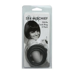 Sex & Mischief Nitrile Cock Ring 3 Pack - Black Cock Rings - Set of 3 Sizes - Hush Store Sydney 