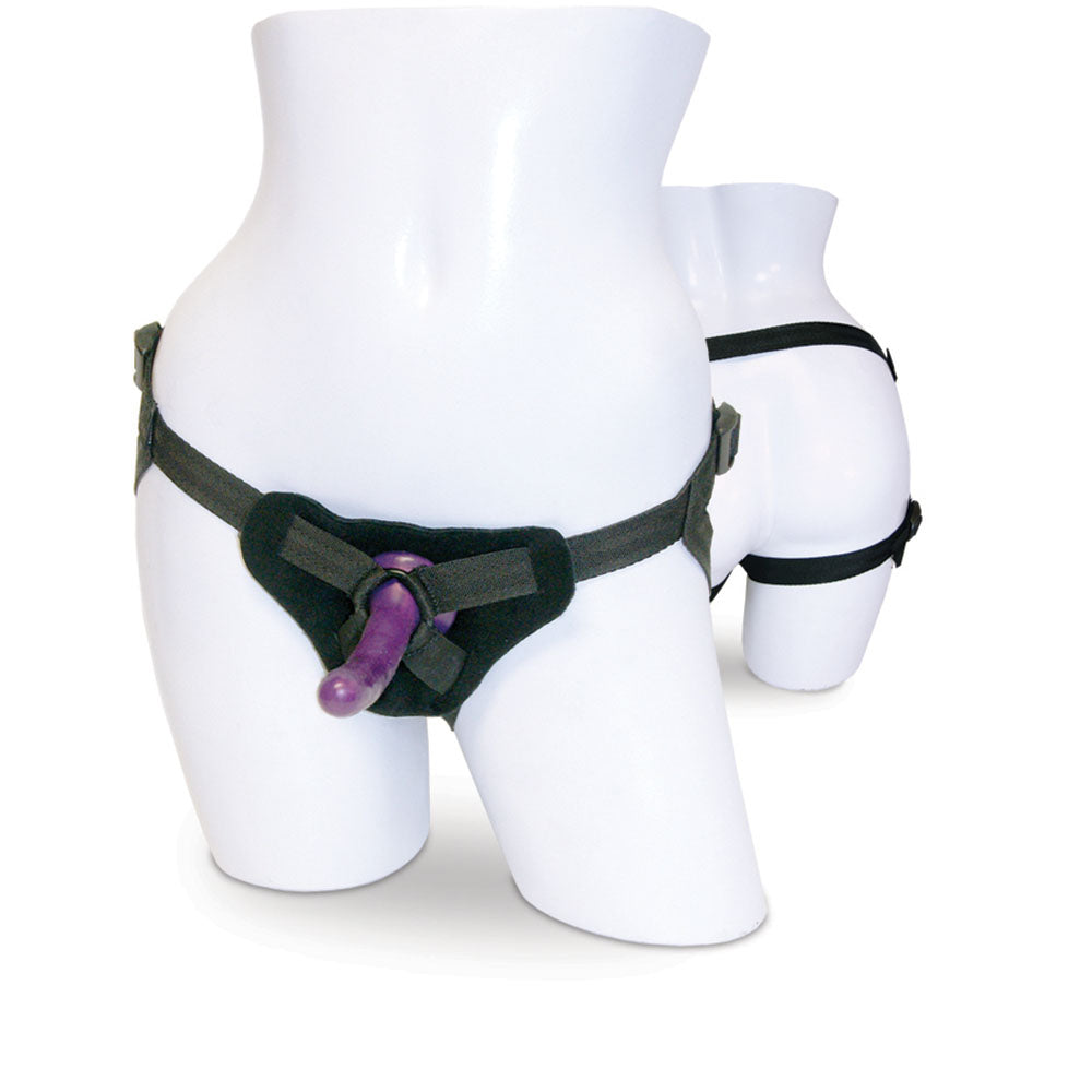 Sex & Mischief Strap-On & Silicone Dildo Kit - Black/Purple Adjustable Strap-On - Hush Store Sydney 