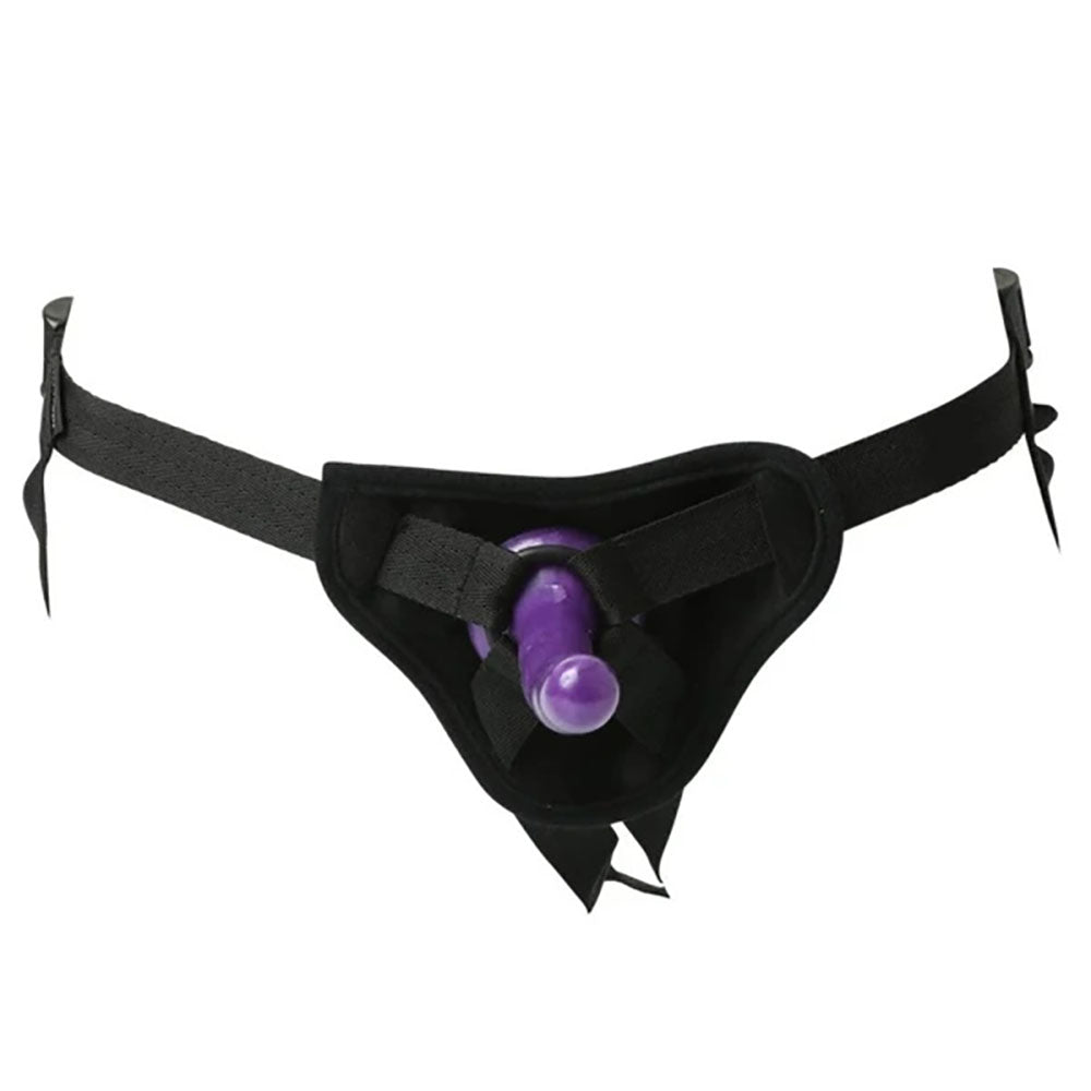 Sex & Mischief Strap-On & Silicone Dildo Kit - Black/Purple Adjustable Strap-On - Hush Store Sydney 
