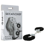 Sex & Mischief Furry Handcuffs - Black - Black Restraints - Hush Store Sydney 