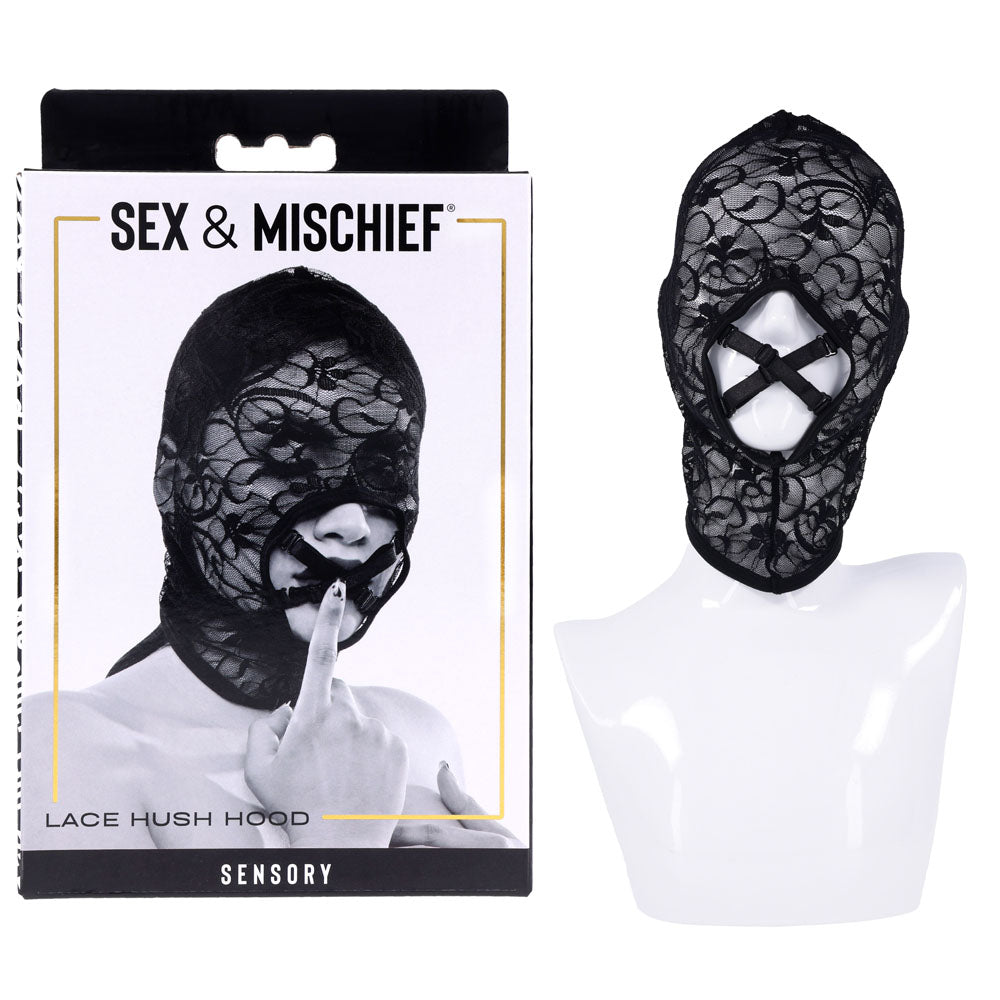Sex & Mischief Lace Hush Hood - Black Hood