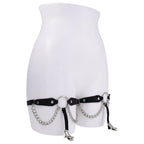 Sex & Mischief Chain Lace Garters - Black/Metal Garters