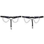 Sex & Mischief Chain Lace Garters - Black/Metal Garters