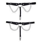 Sex & Mischief Chain Lace Garters - Black/Metal Garters
