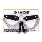 Sex & Mischief Chain Lace Garters - Black/Metal Garters