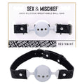 Sex & Mischief Lace Silicone Breathable Ball Gag - Black/Grey Mouth Restraint - Hush Store Sydney 