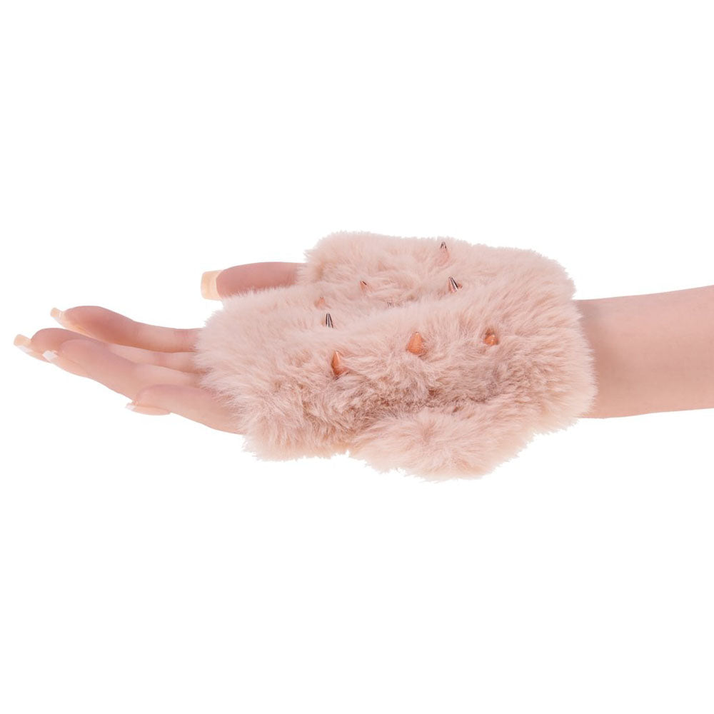 Sex & Mischief Peaches n CreaMe Spiked Sensory Glove - Peach Furry Glove with Metal Spikes - Hush Store Sydney 