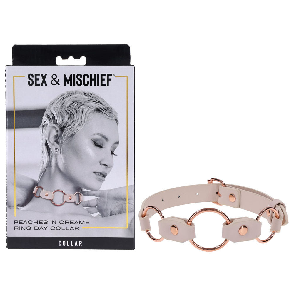 Sex & Mischief Peaches n CreaMe Ring Day Collar - Peach Bondage Collar - Hush Store Sydney 