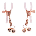 Sex & Mischief Peaches n CreaMe Bell Nipple Clamps - Peach/Rose Gold Nipple Clamps with Bells - Set of 2 - Hush Store Sydney 