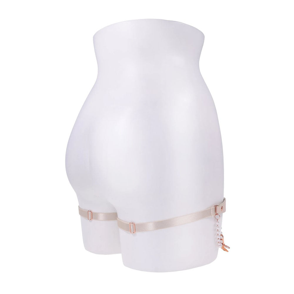 Sex & Mischief Peaches n CreaMe Pearl Garters - Peach / Rose Gold Garters with Pearls - Set of 2 - Hush Store Sydney 