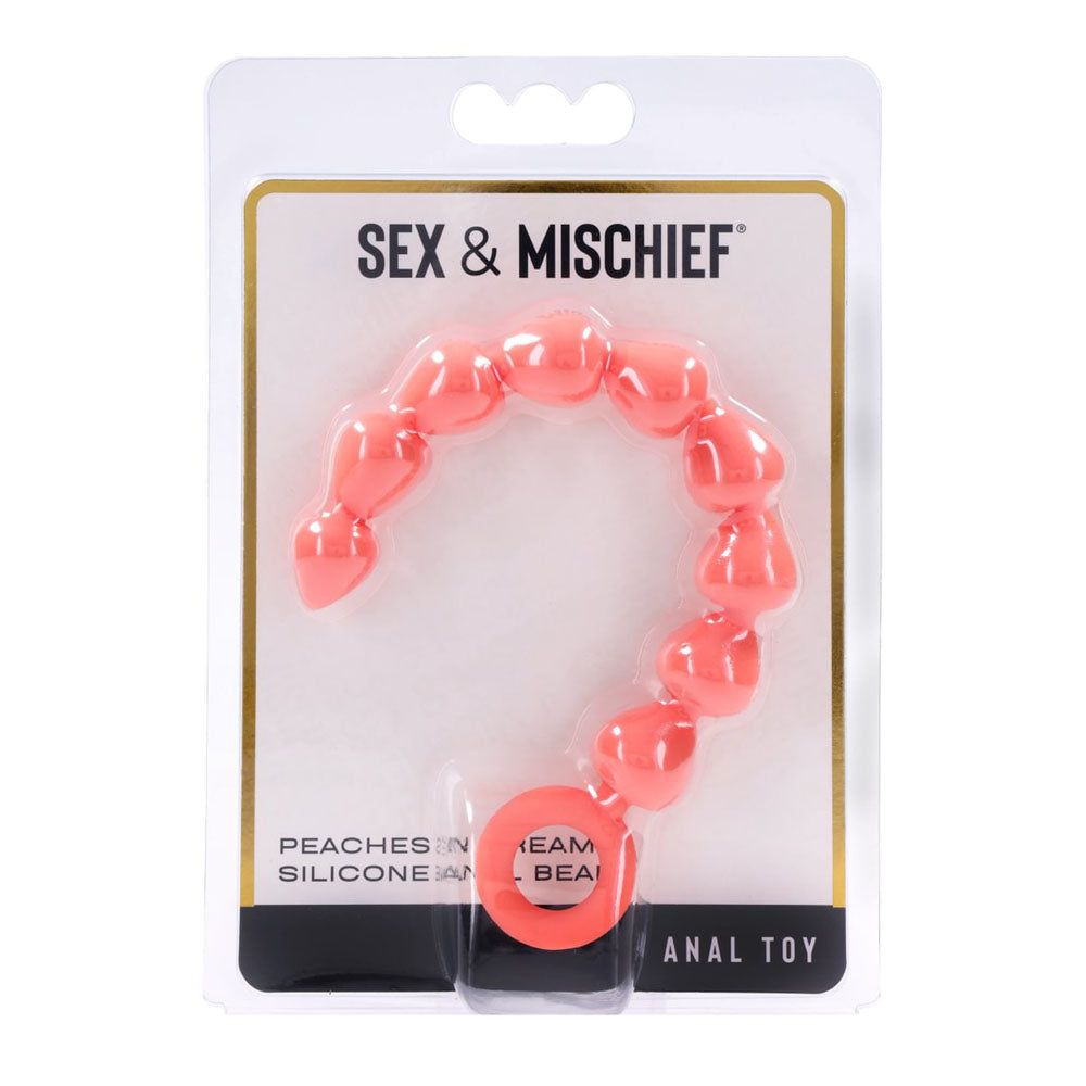Sex & Mischief Peaches n CreaMe Silicone Anal Beads - Peach 23 cm Silicone Anal Beads - Hush Store Sydney 