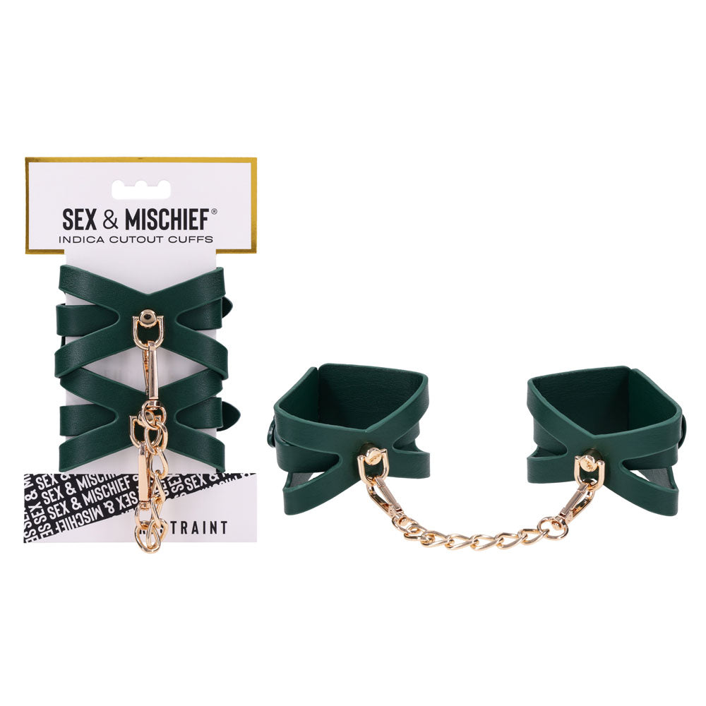 Indica Cutout Cuffs - Green/Gold Restraints - Hush Store Sydney
