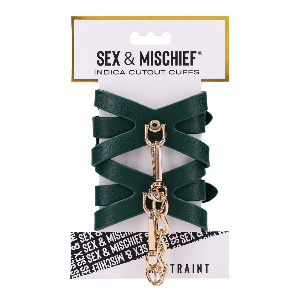 Indica Cutout Cuffs - Green/Gold Restraints - Hush Store Sydney