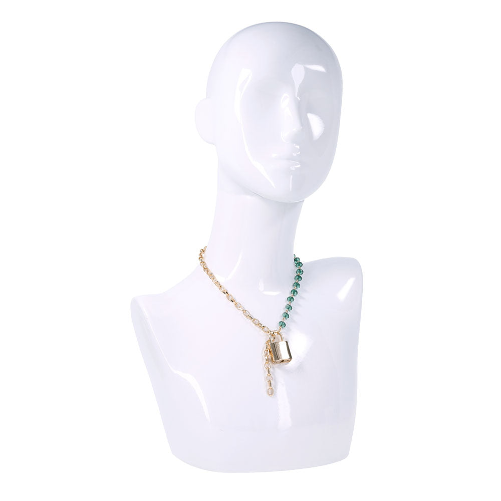 Sex & Mischief Indica Crystal Day Collar - Gold/Emerald Lockable Collar - Hush Store Sydney 
