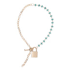 Sex & Mischief Indica Crystal Day Collar - Gold/Emerald Lockable Collar - Hush Store Sydney 