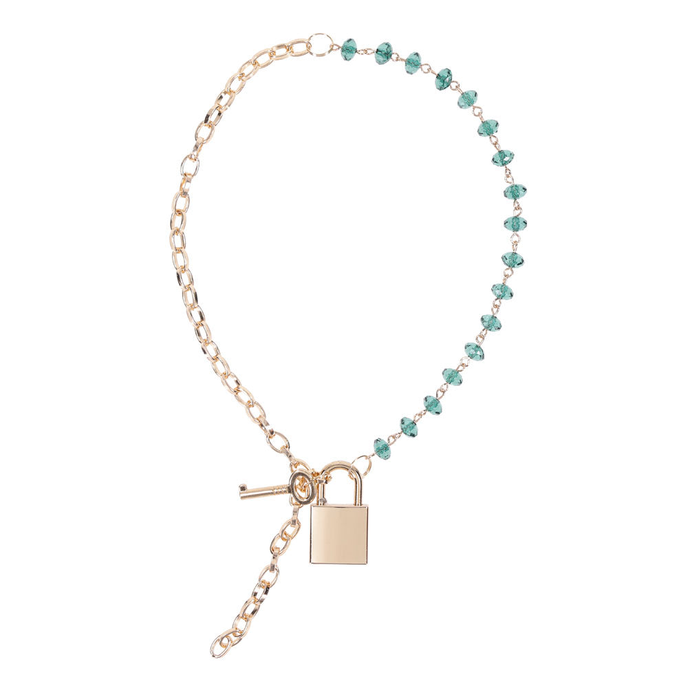 Sex & Mischief Indica Crystal Day Collar - Gold/Emerald Lockable Collar - Hush Store Sydney 