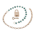 Sex & Mischief Indica Crystal Day Collar - Gold/Emerald Lockable Collar - Hush Store Sydney 