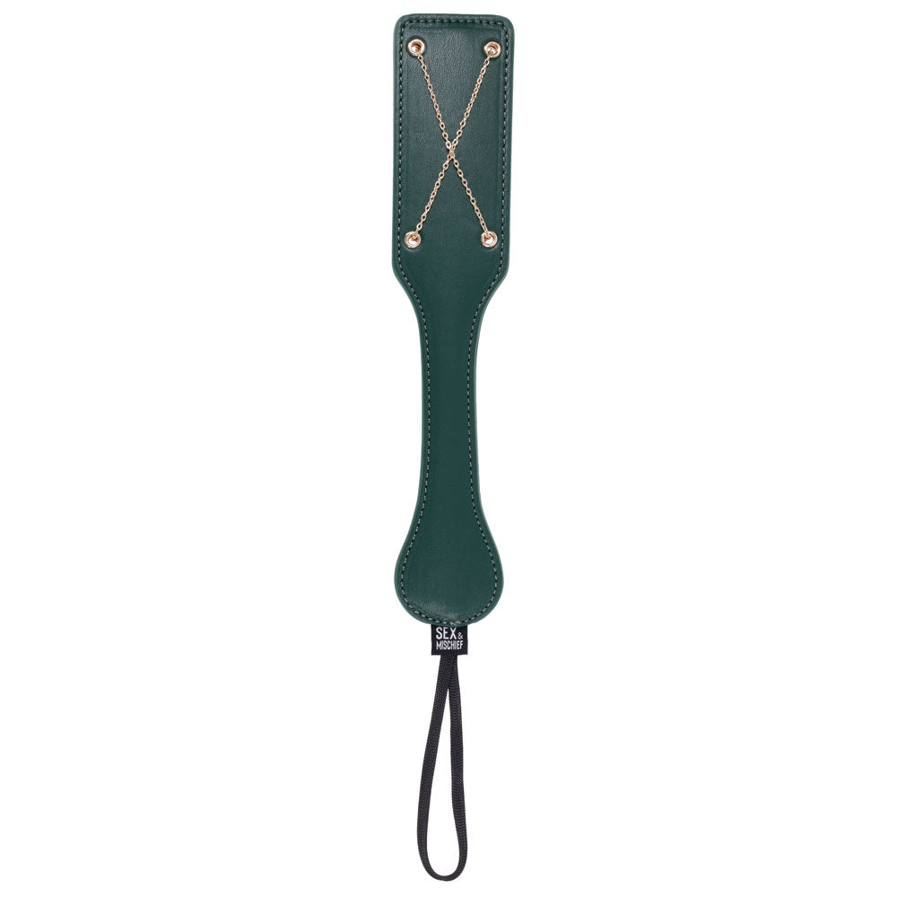 Sex & Mischief Indica Chain Impressions Paddle - Green/Gold Spanking Paddle - Hush Store Sydney 