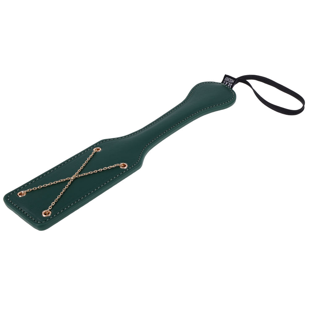 Sex & Mischief Indica Chain Impressions Paddle - Green/Gold Spanking Paddle - Hush Store Sydney 