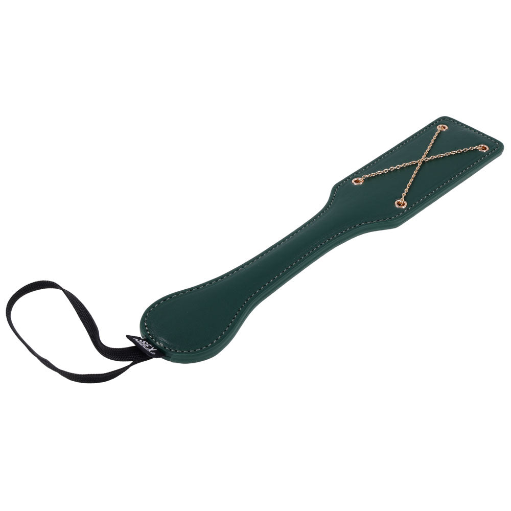 Sex & Mischief Indica Chain Impressions Paddle - Green/Gold Spanking Paddle - Hush Store Sydney 