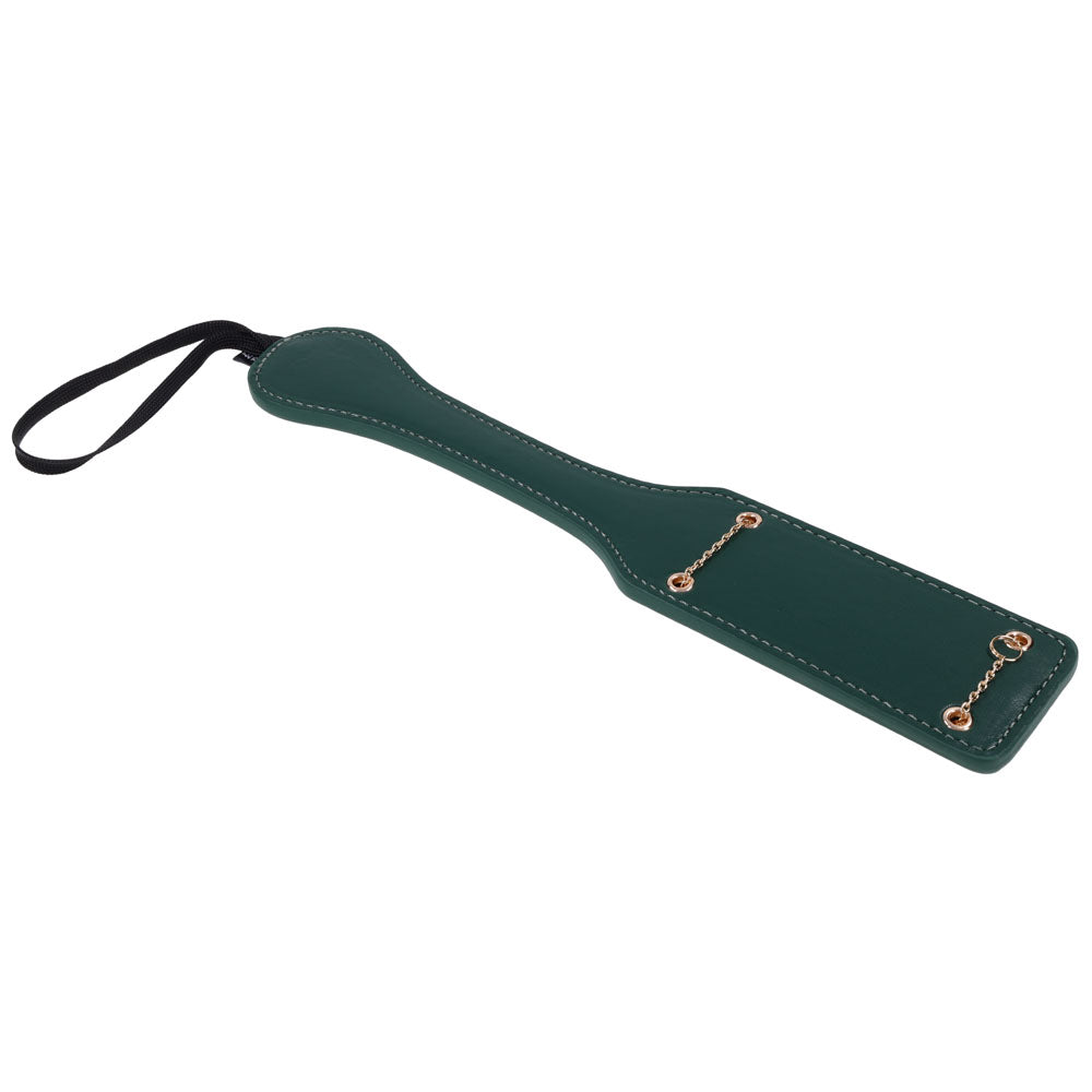 Sex & Mischief Indica Chain Impressions Paddle - Green/Gold Spanking Paddle - Hush Store Sydney 