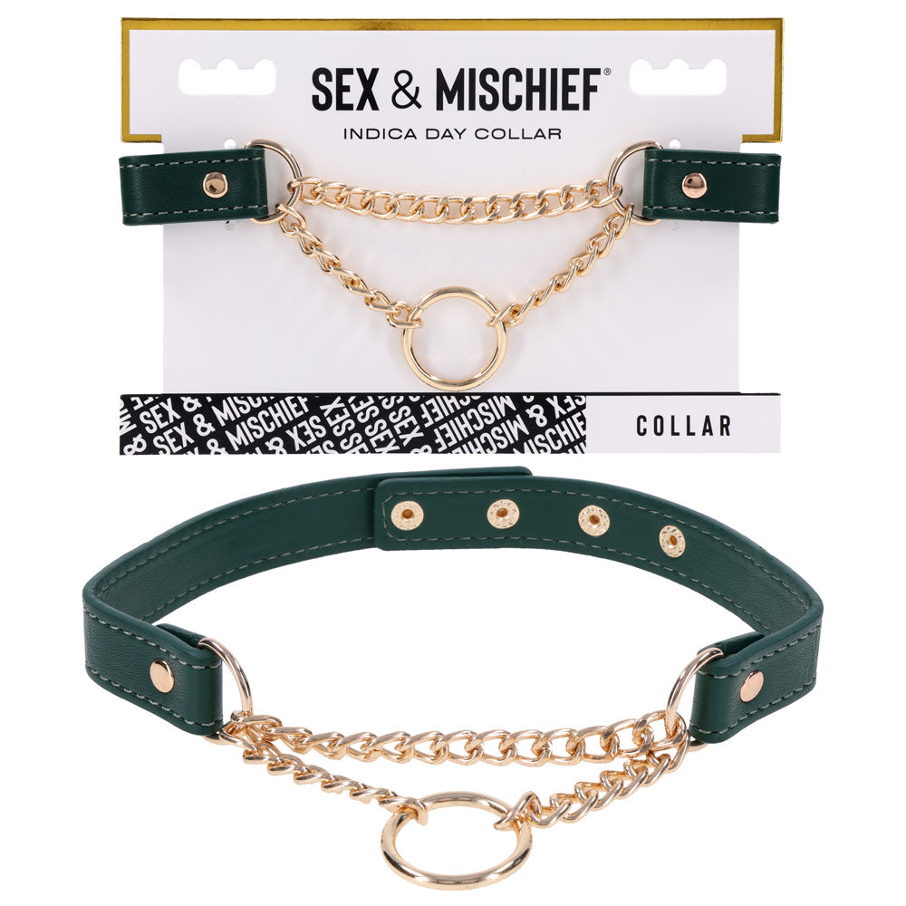 Sex & Mischief Indica Day Collar - Green/Gold Collar - Hush Store Sydney 