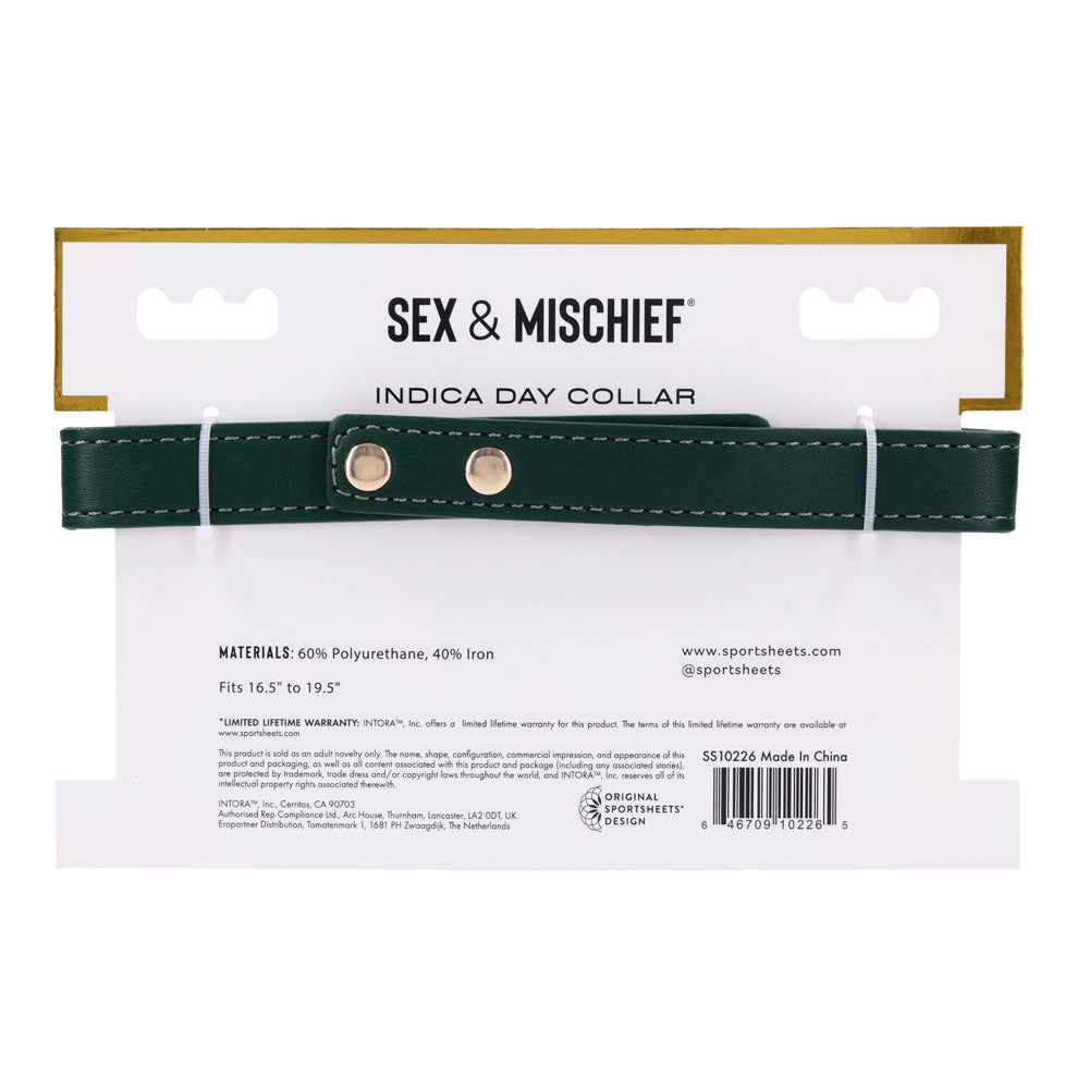 Sex & Mischief Indica Day Collar - Green/Gold Collar - Hush Store Sydney 