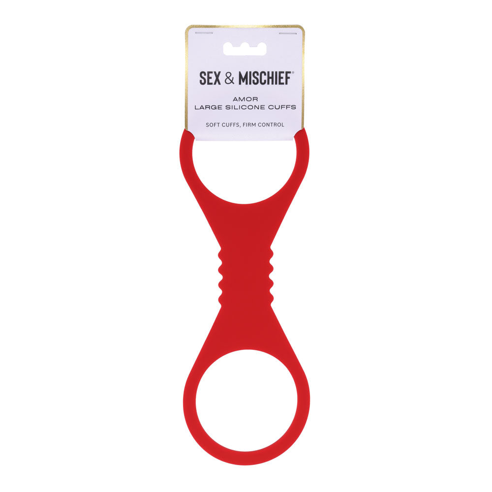 Sex & Mischief Amor Large Silicone Cuffs - Red Large Restraints - Hush Store Sydney 