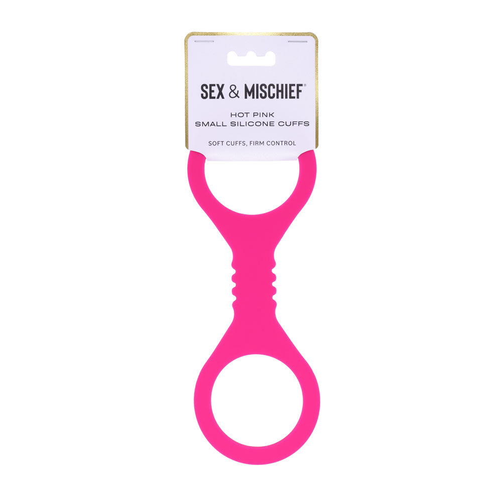 Sex & Mischief Small Hot Pink Silicone Cuffs - Hot Pink Small Restraints - Hush Store Sydney 