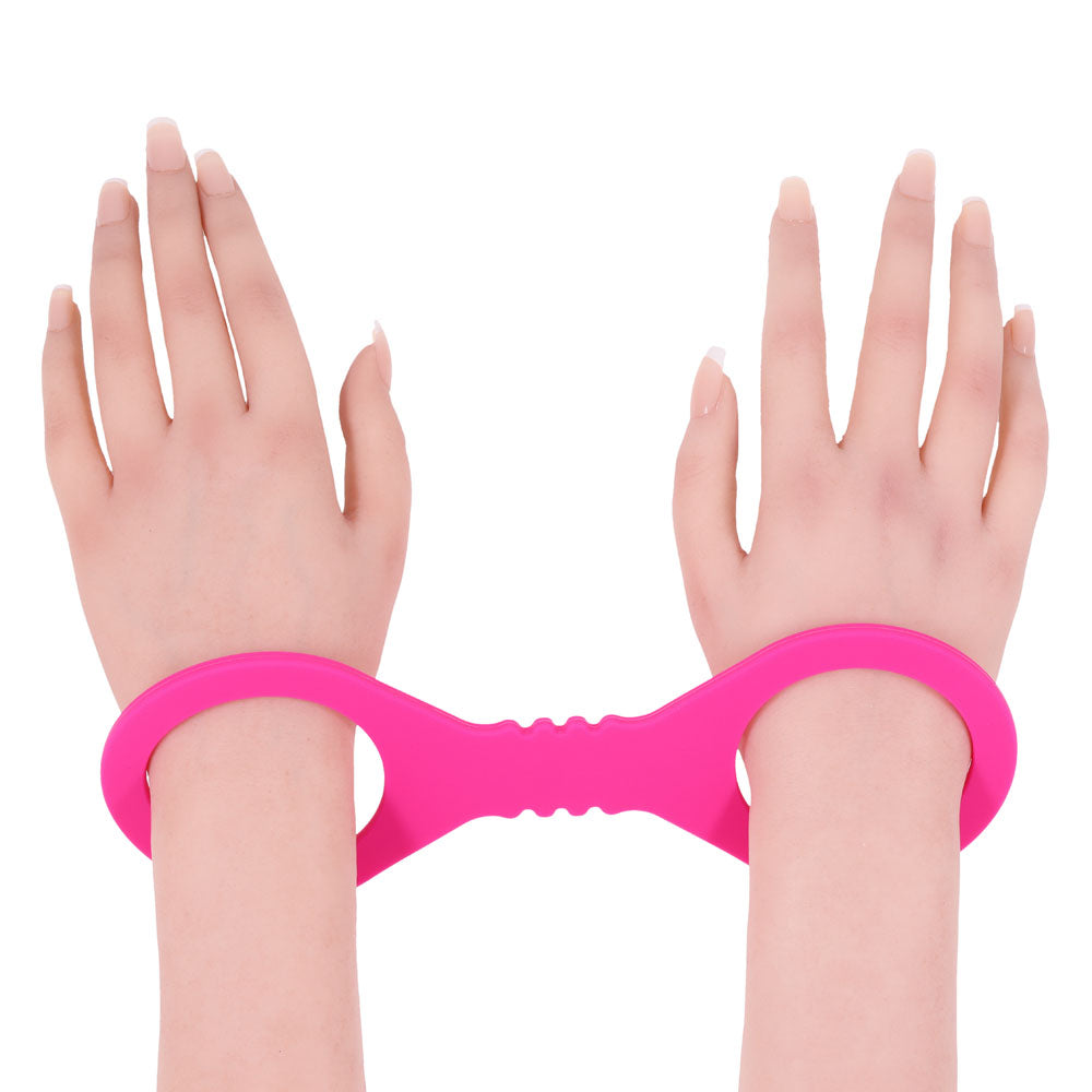 Sex & Mischief Small Hot Pink Silicone Cuffs - Hot Pink Small Restraints - Hush Store Sydney 