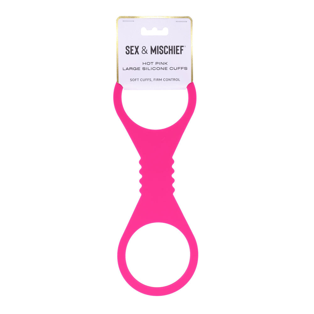 Sex & Mischief Large Hot Pink Silicone Cuffs - Hot Pink Large Restraints - Hush Store Sydney 