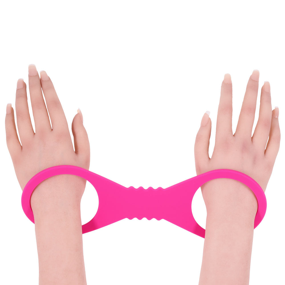 Sex & Mischief Large Hot Pink Silicone Cuffs - Hot Pink Large Restraints - Hush Store Sydney 