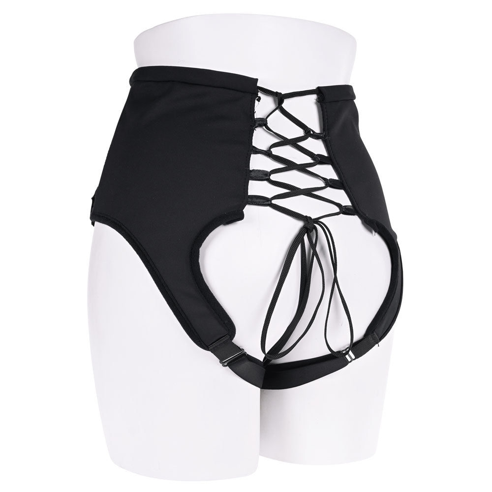 SPORTSHEETS High Waisted Corset Strap On - Black Adjustable Strap-On Harness (No Probe Included) - Hush Store Sydney 