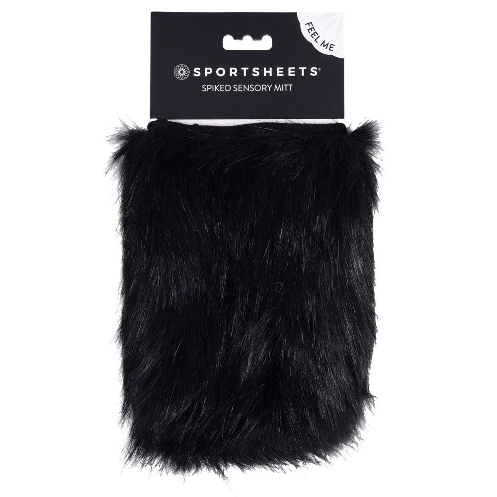 SPORTSHEETS Spiked Sensory Mitt - Black Furry Mitt with Spikes - Hush Store Sydney 