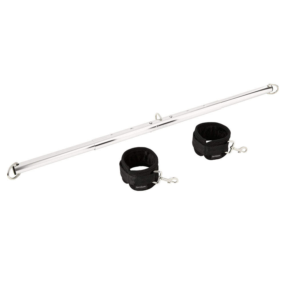 SPORTSHEETS Expandable Spreader Bar & Cuffs - Metal 74 cm Spreader Bar with Cuffs