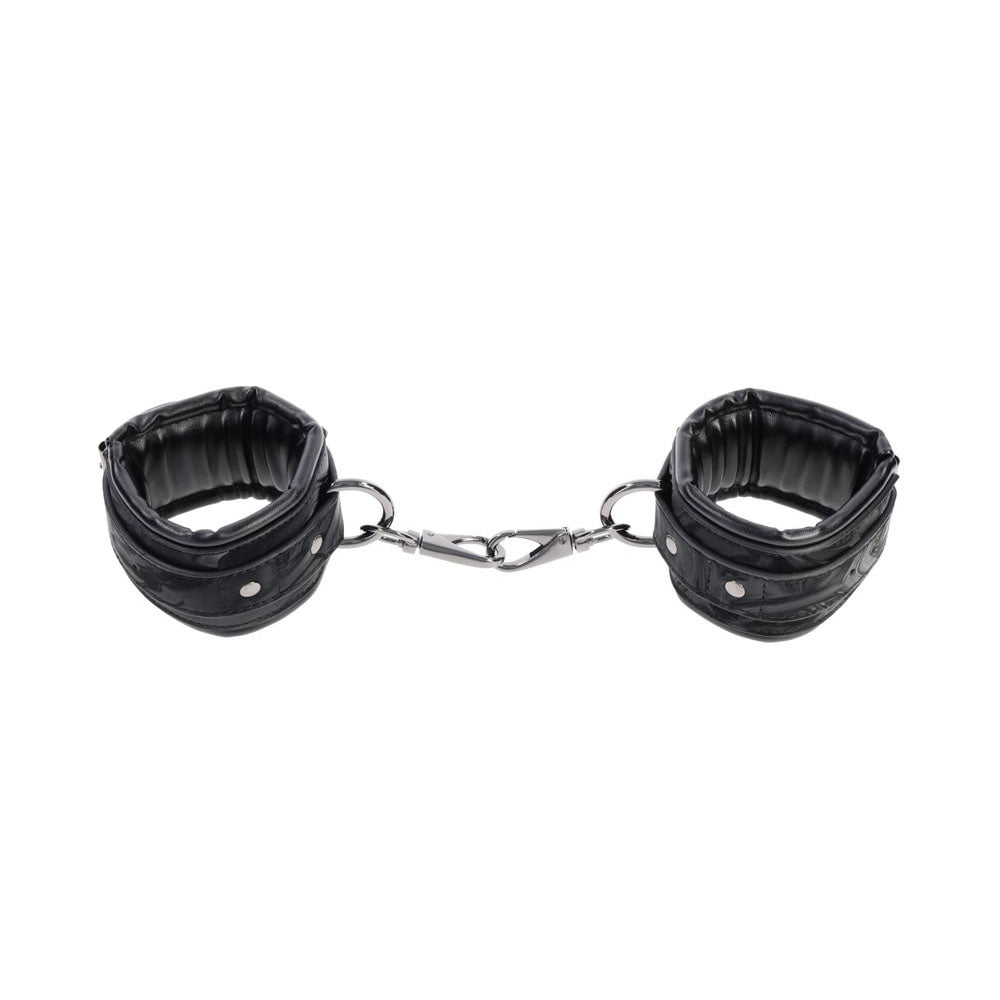 SPORTSHEETS Velvet Noir Handcuffs - Black Adjustable Cuff Restraints - Hush Store Sydney 