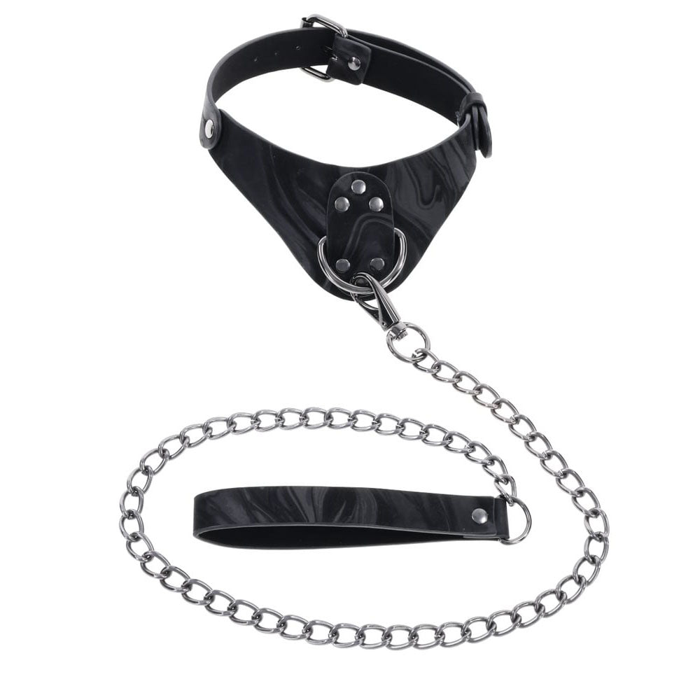 SPORTSHEETS Velvet Noir Collar & Leash - Black Restraint & Leash - Hush Store Sydney 
