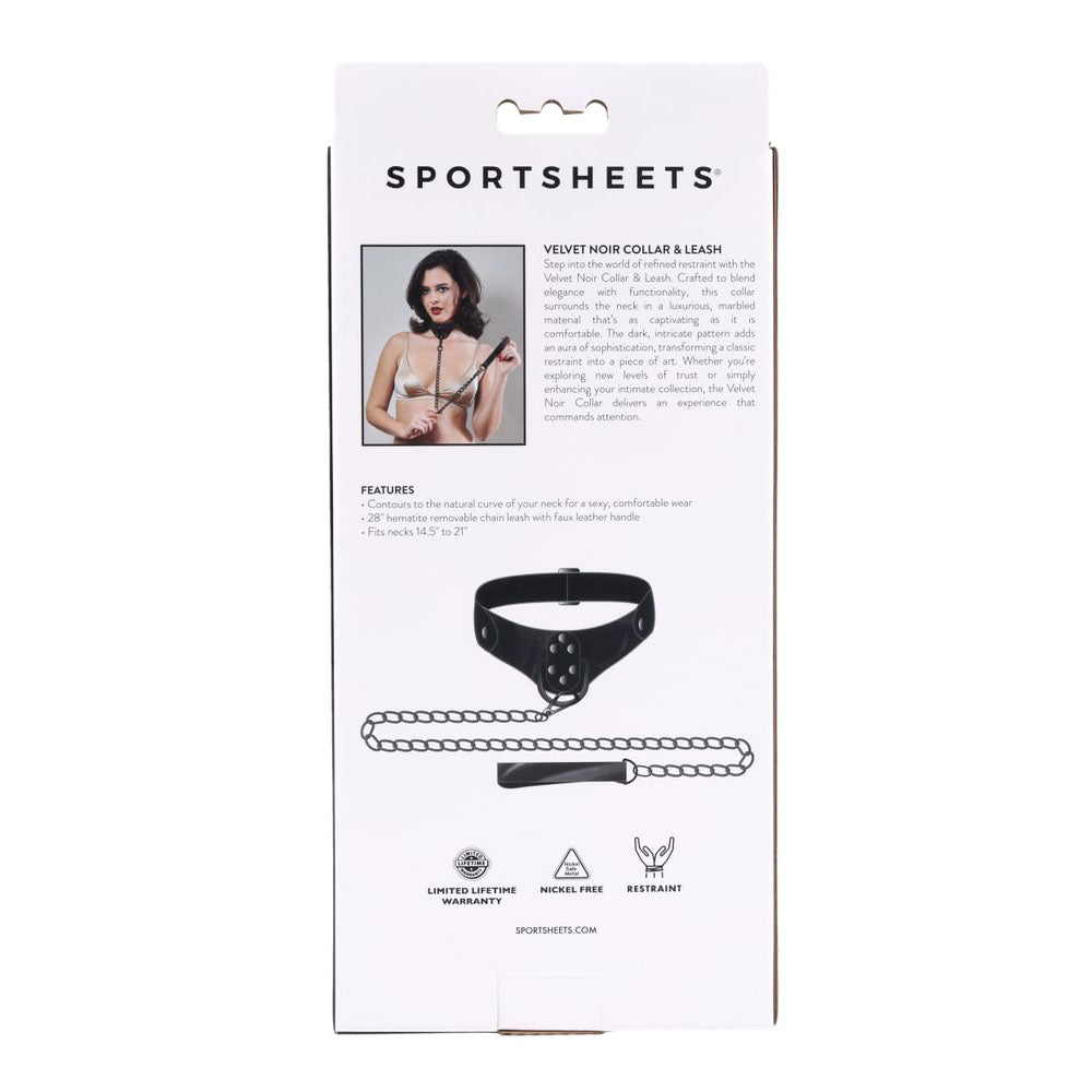 SPORTSHEETS Velvet Noir Collar & Leash - Black Restraint & Leash - Hush Store Sydney 