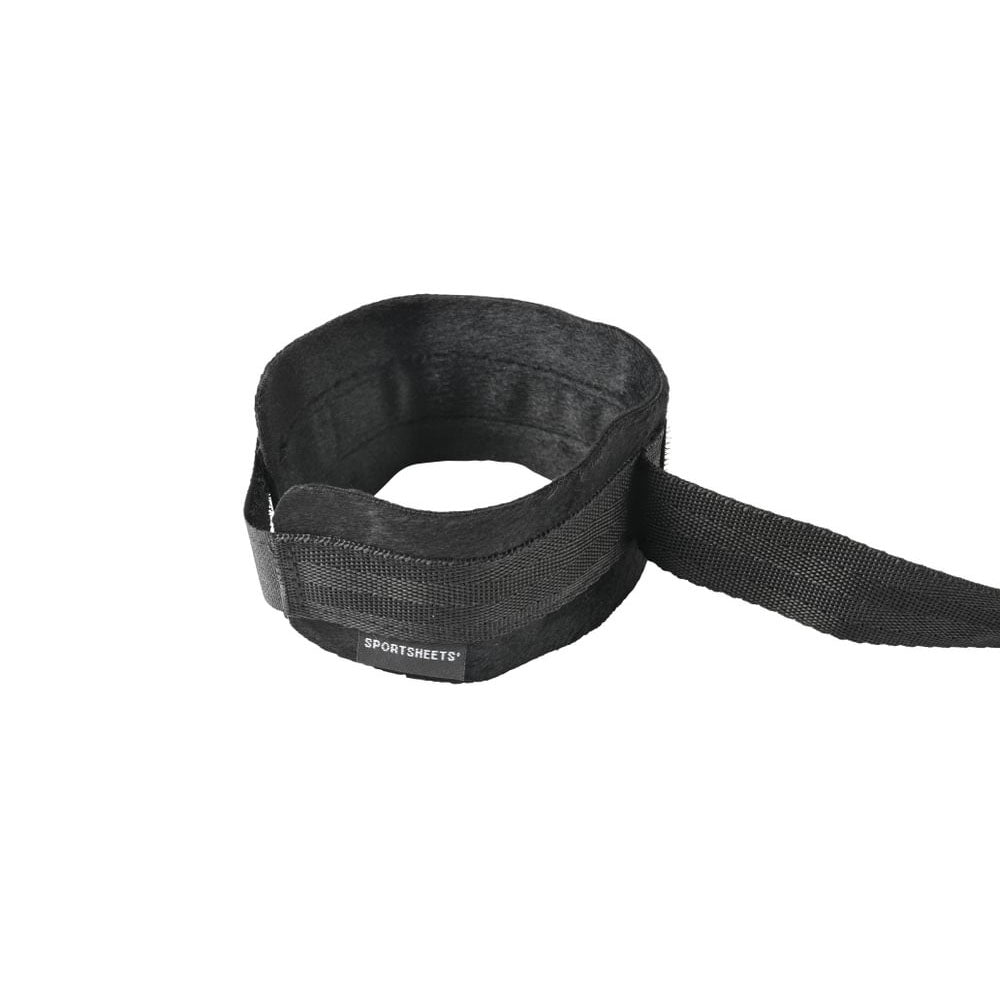 SPORTSHEETS Velvet Noir Adjustable Hog Tie & Cuff Set - Black Restraints - Hush Store Sydney 