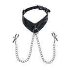 SPORTSHEETS Velvet Noir Collar & Removable Clamps - Black Neck & Nipple Restraints - Hush Store Sydney 