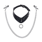 SPORTSHEETS Velvet Noir Collar & Removable Clamps - Black Neck & Nipple Restraints - Hush Store Sydney 