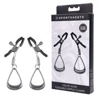 SPORTSHEETS Velvet Noir Tuggable Nipple Clamps - Gunmetal Adjustable Nipple Restraints - Hush Store Sydney 