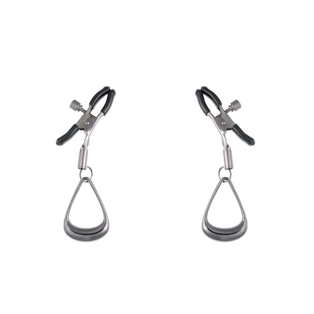 SPORTSHEETS Velvet Noir Tuggable Nipple Clamps - Gunmetal Adjustable Nipple Restraints - Hush Store Sydney 