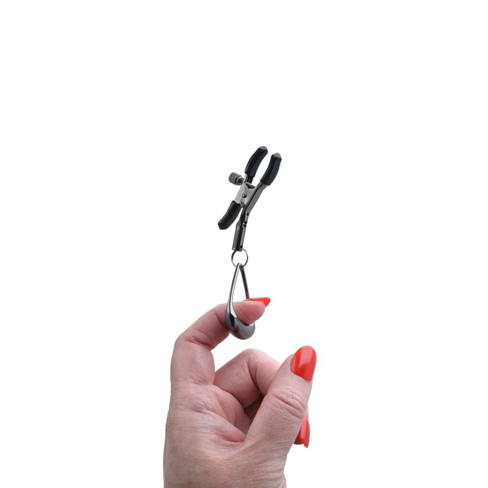 SPORTSHEETS Velvet Noir Tuggable Nipple Clamps - Gunmetal Adjustable Nipple Restraints - Hush Store Sydney 
