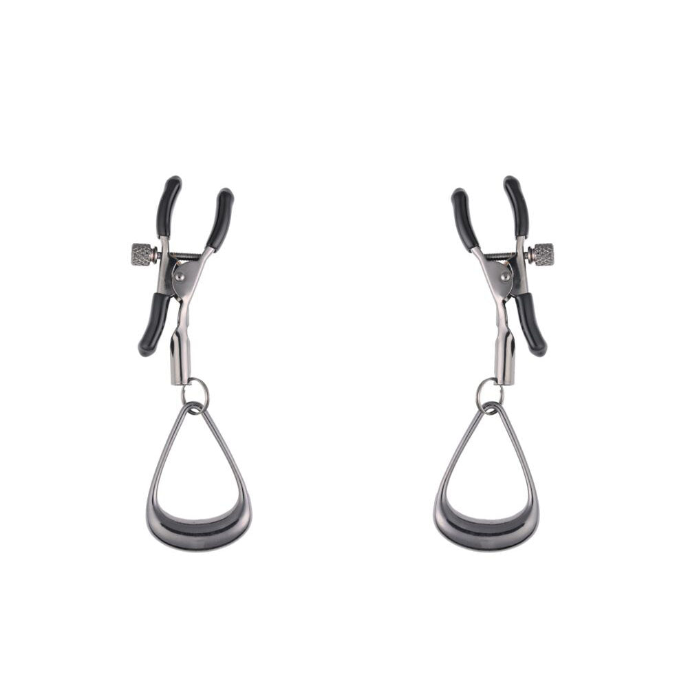 SPORTSHEETS Velvet Noir Tuggable Nipple Clamps - Gunmetal Adjustable Nipple Restraints - Hush Store Sydney 