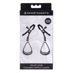SPORTSHEETS Velvet Noir Tuggable Nipple Clamps - Gunmetal Adjustable Nipple Restraints - Hush Store Sydney 