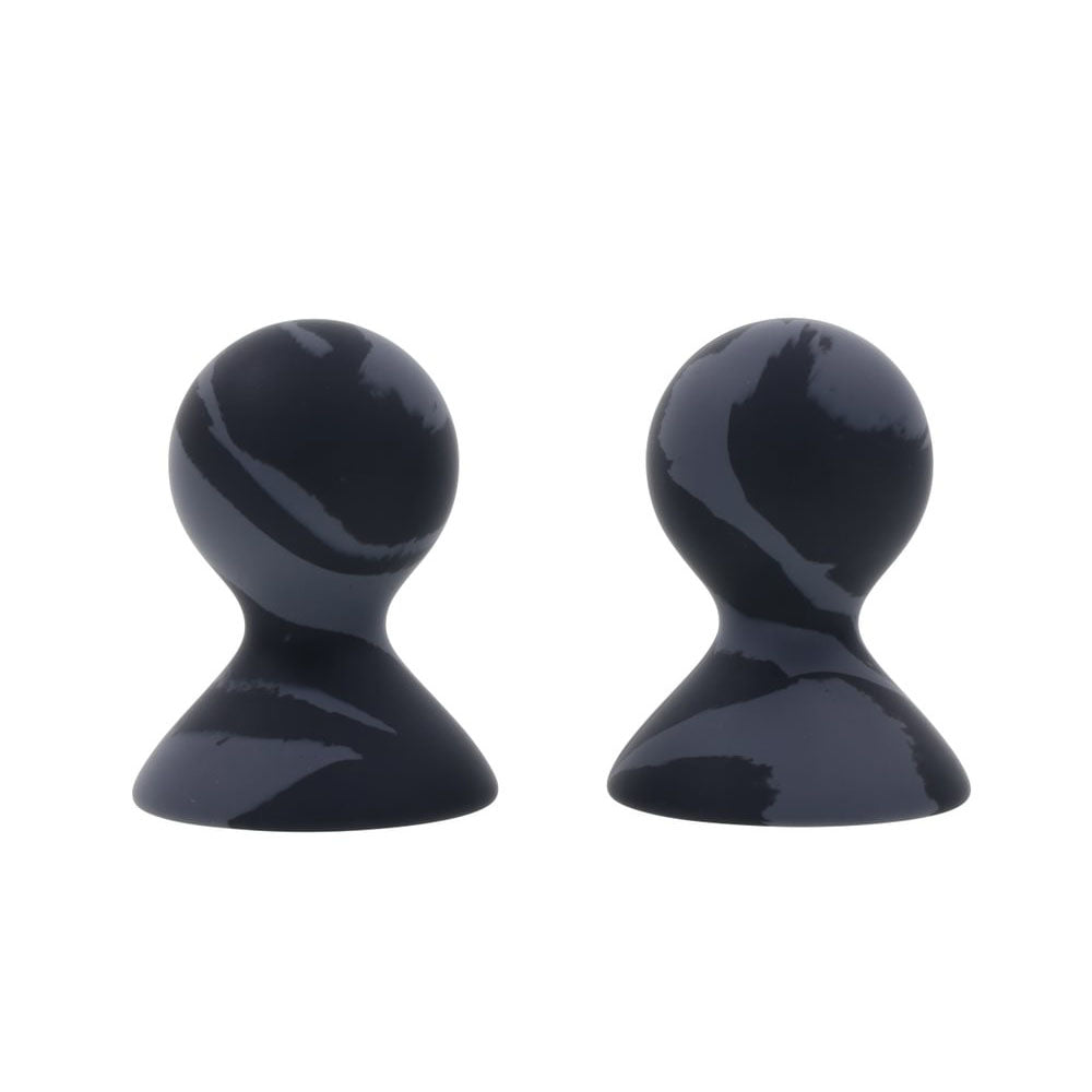 SPORTSHEETS Velvet Noir Silicone Nipple Suckers - Black/Grey Nipple Suckers - Set of 2 - Hush Store Sydney 